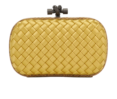 Knot Clutch, &pound;750, Handbags, Gold, Python/Satin, Front view